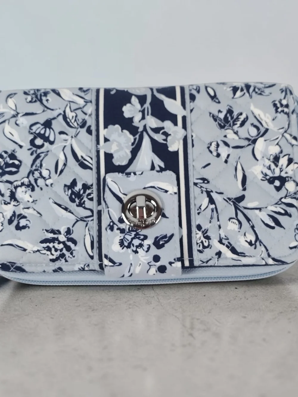 Vera Bradley Teal and Navy Zip Around Clutch Wallet